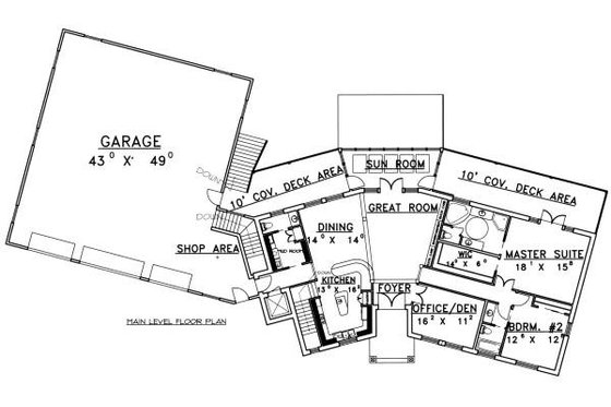 Floor Plan - Main Floor for Ranch House Plan #117-563 - 3 bed, 4.5 bath