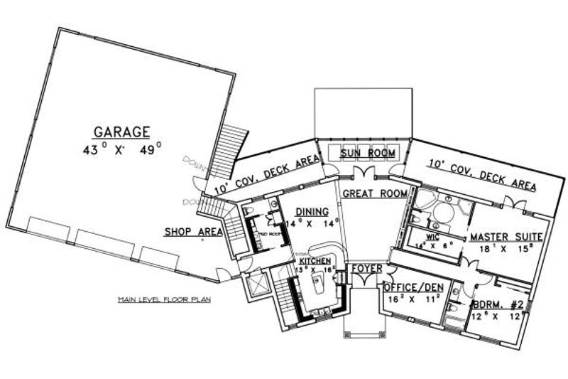 Home Plan - Floor Plan - Main Floor for Ranch House Plan #117-563 - 3 bed, 4.5 bath