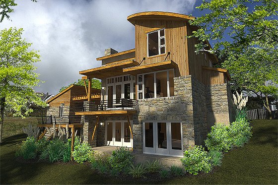 Exterior - Front Elevation 6 for Contemporary House Plan #120-190 - 2 bed, 2 bath