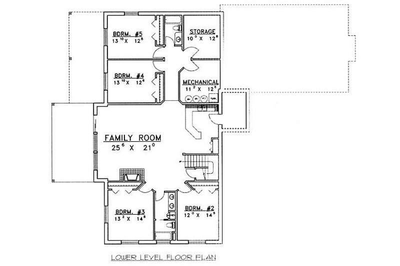 Dream House Plan - Floor Plan - Lower Floor for Bungalow House Plan #117-514 - 5 bed, 4.5 bath
