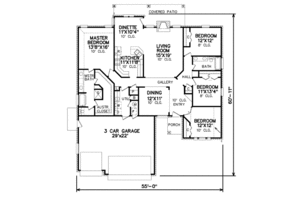 Floor Plan - Main Floor for Traditional House Plan #65-477 - 4 bed, 2 bath