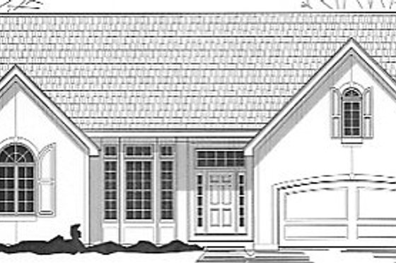 Exterior - Front Elevation for European House Plan #67-712 - 4 bed, 3 bath