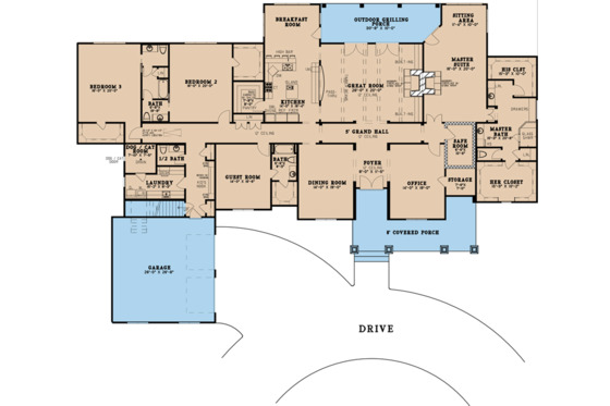 Floor Plan - Main Floor for Craftsman House Plan #923-121 - 4 bed, 4 bath