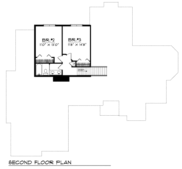 Traditional Floor Plan - Upper Floor Plan #70-390