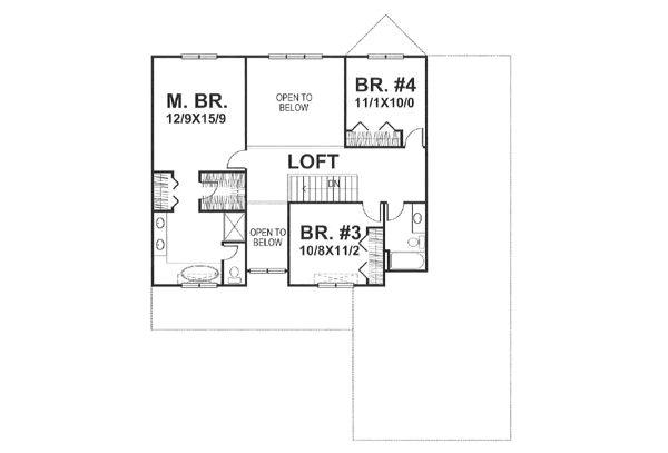 Traditional Floor Plan - Upper Floor Plan #50-108