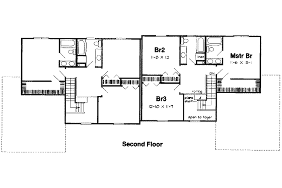 Floor Plan - Upper Floor for Traditional House Plan #312-139 - 3 bed, 2.5 bath