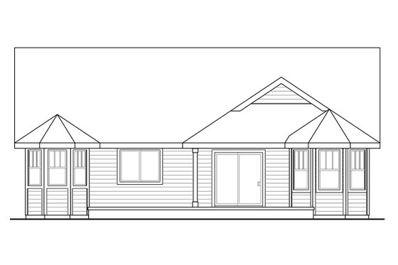 Exterior - Rear Elevation 1 for Country House Plan #124-931 - 3 bed, 2 bath