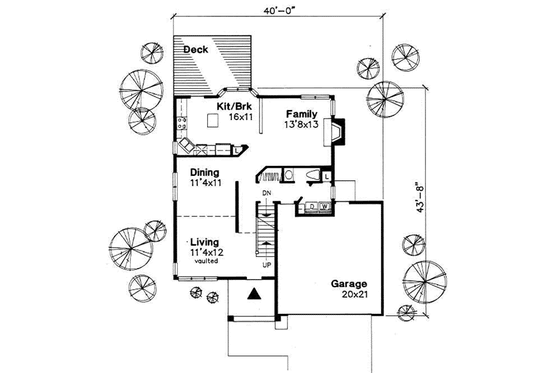 Floor Plan - Main Floor for Traditional House Plan #50-157 - 3 bed, 2.5 bath