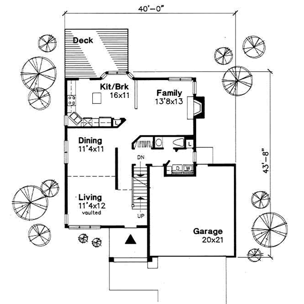 Floor Plan - Main Floor for Traditional House Plan #50-157 - 3 bed, 2.5 bath