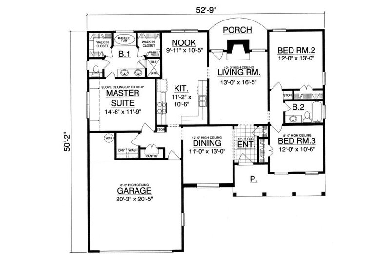 Home Plan - Floor Plan - Main Floor for Country House Plan #40-375 - 3 bed, 2 bath