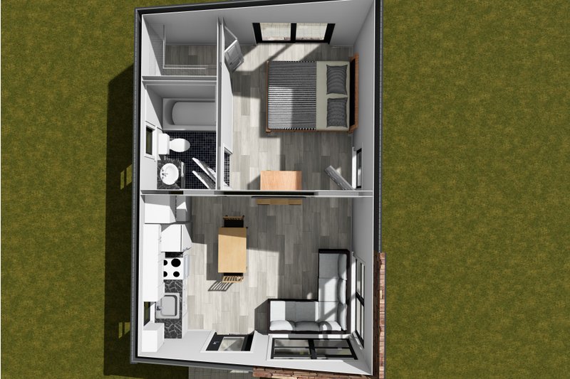 House Design - Floor Plan - Main Floor 1 for Modern House Plan #513-2385 - 1 bed, 1 bath