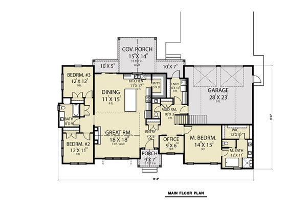 Dream House Plan - Farmhouse Floor Plan - Main Floor Plan #1070-117
