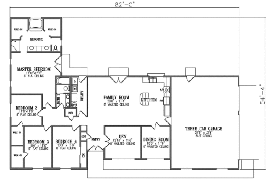 Floor Plan - Main Floor for Adobe / Southwestern House Plan #1-495 - 4 bed, 2 bath