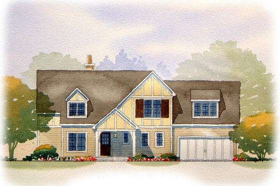 Exterior - Front Elevation for Tudor House Plan #901-70 - 3 bed, 2.5 bath