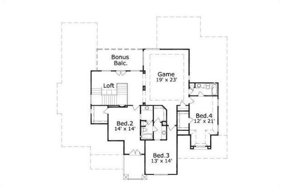Floor Plan - Upper Floor for European House Plan #411-203 - 4 bed, 3 bath