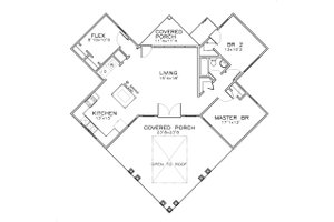 Floor Plan - Main Floor for Southern House Plan #8-305 - 3 bed, 1 bath
