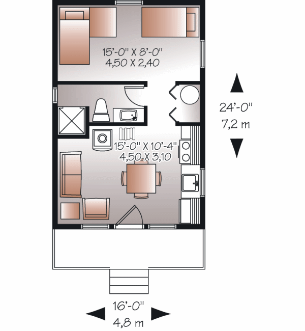 Cottage Style House Plan 1 Beds 1 Baths 384 Sq Ft Plan 23 22 Houseplans Com Cottage Style House Plan 1 Beds 1 Baths 384 Sq Ft Plan 23 22 Houseplans Com