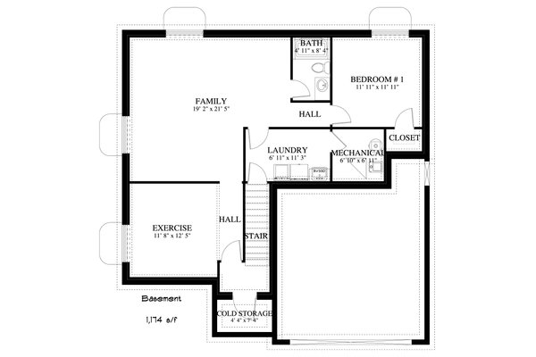 Architectural House Design - Traditional Floor Plan - Lower Floor Plan #1060-7