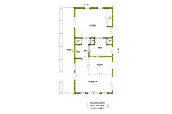 Floor Plan - Main Floor for Mediterranean House Plan #1106-88 - 1 bed, 1 bath