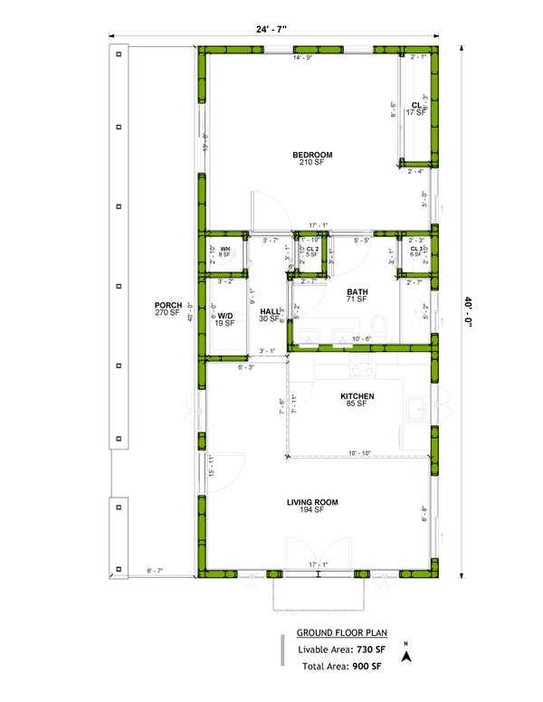 Floor Plan - Main Floor for Mediterranean House Plan #1106-88 - 1 bed, 1 bath