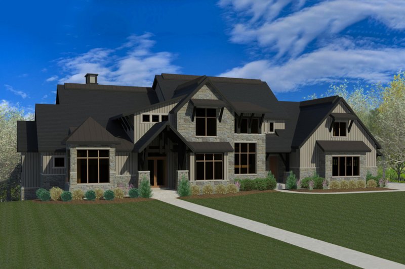House Blueprint - Exterior - Front Elevation for Craftsman House Plan #920-49 - 5 bed, 6.5 bath