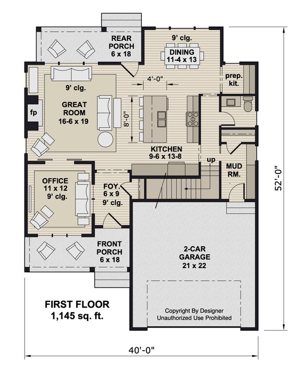 Farmhouse Floor Plan - Main Floor Plan #51-1374