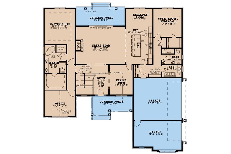 House Blueprint - Floor Plan - Main Floor for Traditional House Plan #923-275 - 4 bed, 3 bath