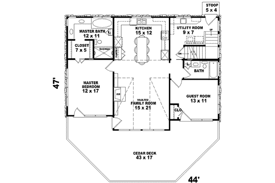 Floor Plan - Main Floor for Modern House Plan #81-694 - 2 bed, 3 bath