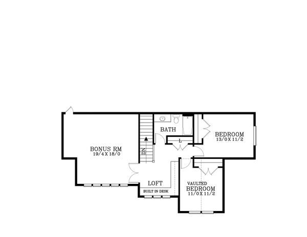 Craftsman Floor Plan - Upper Floor Plan #53-530