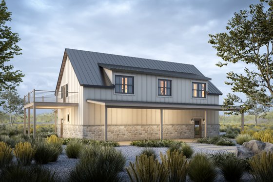 Exterior - Rear Elevation for Barndominium House Plan #20-2554 - 2 bed, 1 bath