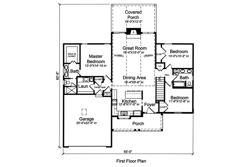 Dream House Plan - Floor Plan - Main Floor for Country House Plan #46-892 - 3 bed, 2 bath