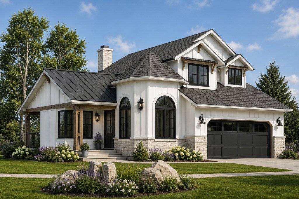 Exterior - Front Elevation 2 for European House Plan #126-115 - 3 bed, 3 bath