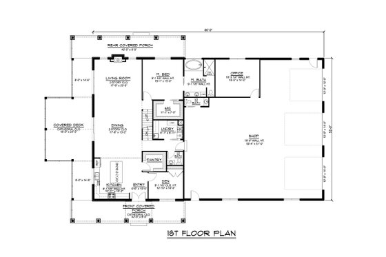 Floor Plan - Main Floor for Barndominium House Plan #1064-263 - 3 bed, 2.5 bath
