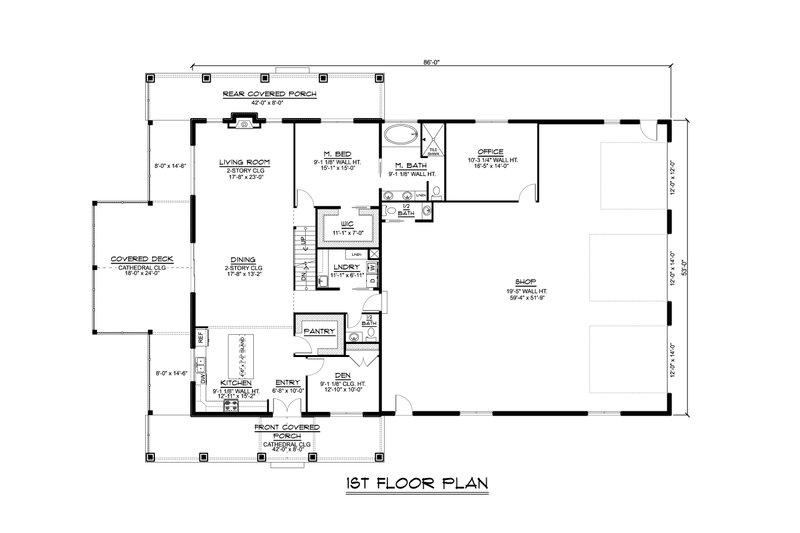 House Design - Floor Plan - Main Floor for Barndominium House Plan #1064-263 - 3 bed, 2.5 bath