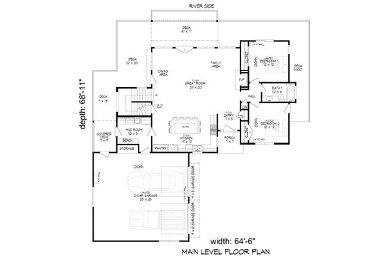 Floor Plan - Main Floor for Modern House Plan #932-384 - 3 bed, 2 bath