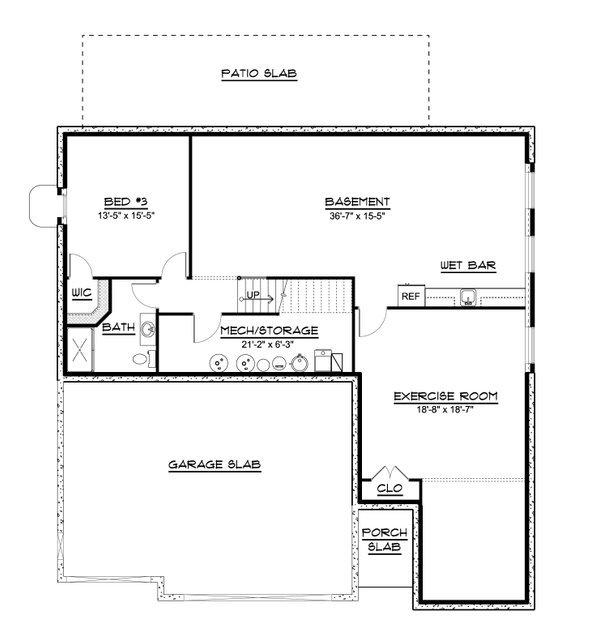 Dream House Plan - Ranch Floor Plan - Lower Floor Plan #1064-177