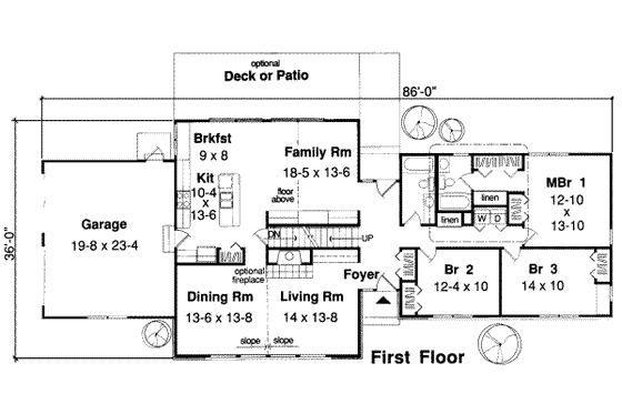 Floor Plan - Main Floor House Plan #312-407 - 3 bed, 2 bath