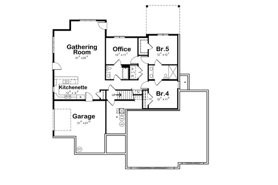 Floor Plan - Lower Floor for Contemporary House Plan #20-2357 - 5 bed, 4 bath