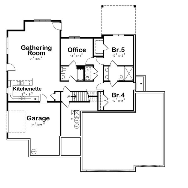 House Blueprint - Contemporary Floor Plan - Lower Floor Plan #20-2357