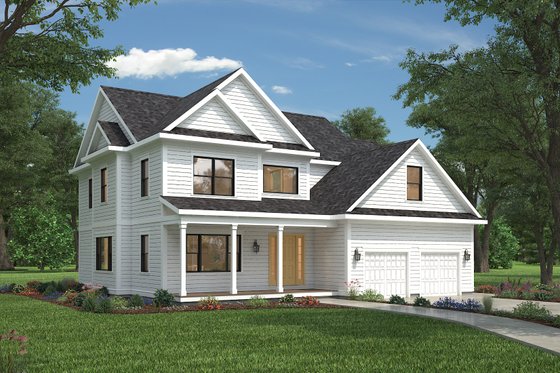 Exterior - Front Elevation 3 for Farmhouse House Plan #497-16 - 4 bed, 3.5 bath
