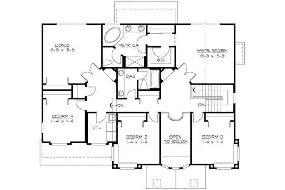 Floor Plan - Upper Floor for Traditional House Plan #132-139 - 4 bed, 2.5 bath
