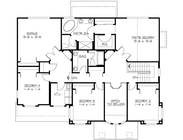 Traditional Floor Plan - Upper Floor Plan #132-139