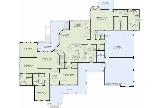 Floor Plan - Main Floor for Traditional House Plan #17-1027 - 5 bed, 4.5 bath