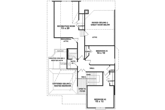 Floor Plan - Upper Floor for Colonial House Plan #81-530 - 3 bed, 2.5 bath