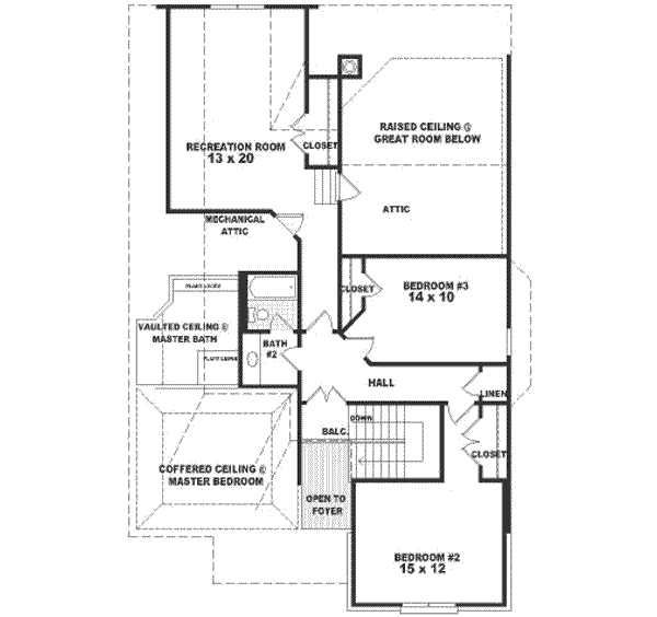 Colonial Floor Plan - Upper Floor Plan #81-530