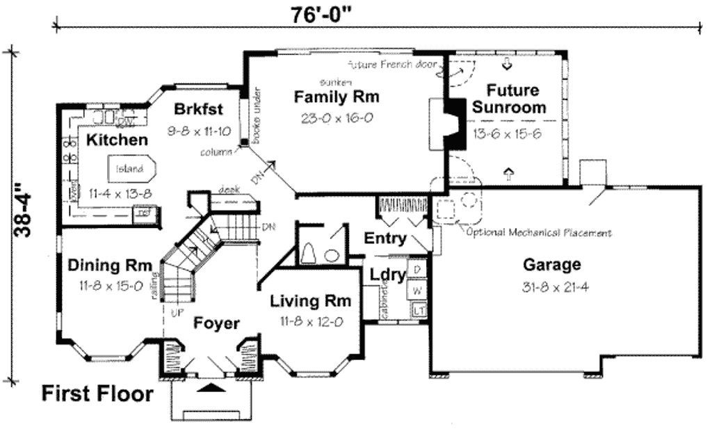 Floor Plan - Main Floor for European House Plan #312-552 - 4 bed, 2.5 bath