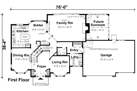 Floor Plan - Main Floor for European House Plan #312-552 - 4 bed, 2.5 bath