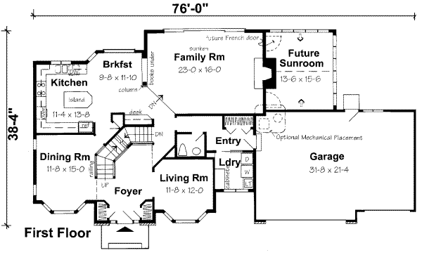 Floor Plan - Main Floor for European House Plan #312-552 - 4 bed, 2.5 bath