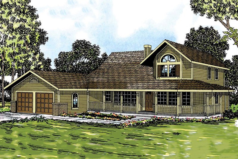 House Blueprint - Farmhouse Exterior - Front Elevation Plan #124-181