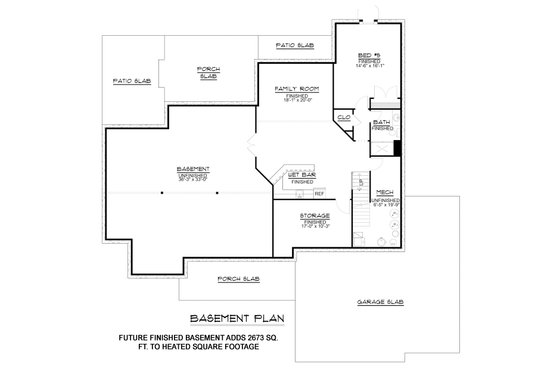 Floor Plan - Lower Floor for Craftsman House Plan #1064-12 - 4 bed, 2.5 bath